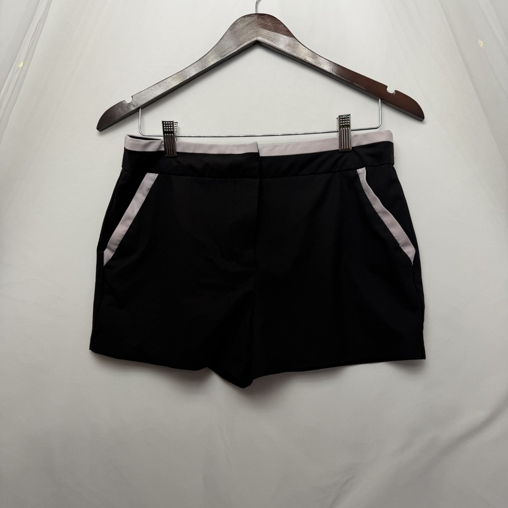 Sans Souci Black Chino Shorts Pink Trim Pockets Size L